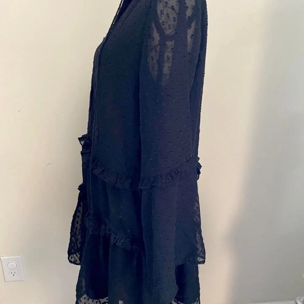 Shein Polka Dot Tassel Tie Neck Babydoll Dress - Picture 4 of 9